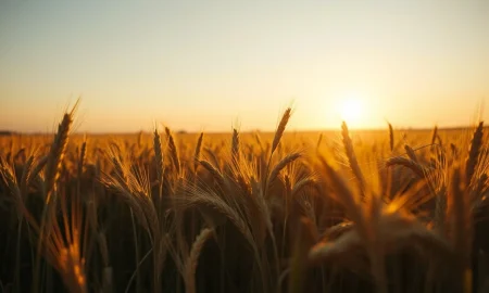 A wheat field under a sky, representing grain market movements.