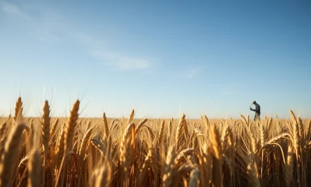 A wheat field representing the agricultural commodities market where futures traded mixed.