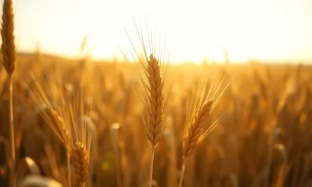 Golden wheat stalks in a field representing the March 2026 wheat futures market rally.