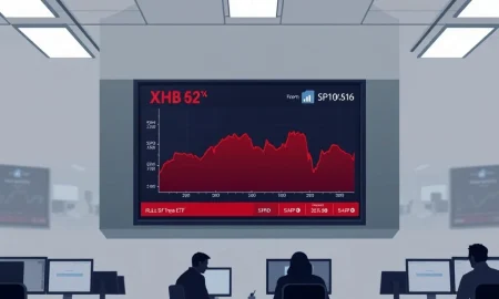 Breaking news on SPDR S&P Homebuilders ETF XHB showing significant $168 million outflow on trading display.