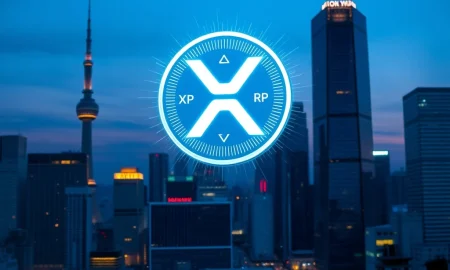XRP cryptocurrency symbol over Tokyo skyline representing Japan's new payment platform launch and ETF growth.