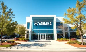 Yamaha corporate headquarters building representing the company's US base relocation from California.