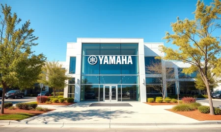 Yamaha corporate headquarters building representing the company's US base relocation from California.