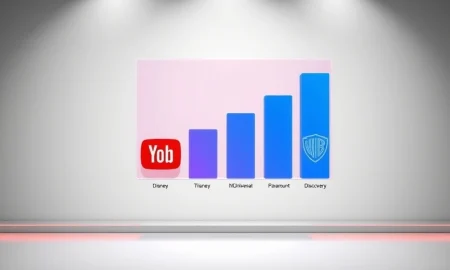 Bar chart showing YouTube's 2025 ad revenue surpassing Disney, NBC, Paramount, and Warner Bros. Discovery.