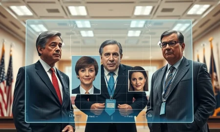 YouTube AI deepfake detection technology analyzing synthetic media of politicians and journalists in a government setting.