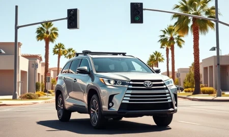 Zoox Toyota Highlander mapping vehicle with autonomous sensors driving in Phoenix for robotaxi expansion