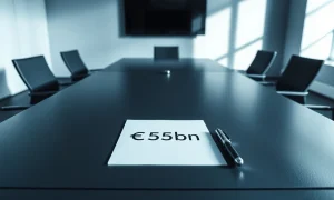 Conceptual image representing Bill Ackman's €55 billion bid for Universal Music Group.