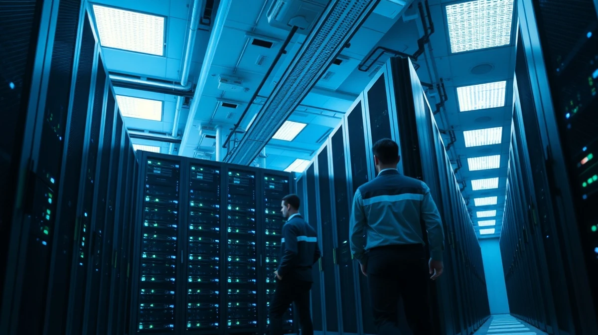 Amazon data center server racks representing AWS and AI infrastructure growth.