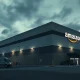 Exterior of an Amazon fulfillment center warehouse in Oregon.