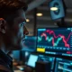 A trader monitors falling Australian Dollar exchange rates on a financial terminal.