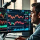 A trader monitors the Australian Dollar exchange rate on a financial terminal.