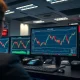 Financial trader monitors USD/CAD forex chart on a screen amid market movement.