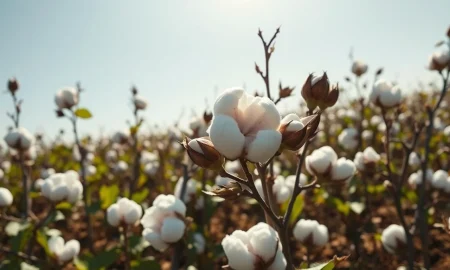 A cotton field showing open bolls, illustrating the crop condition data referenced in the report.