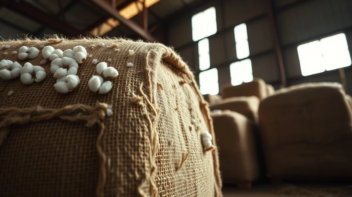 A bale of cotton in a warehouse, representing commodity futures trading.
