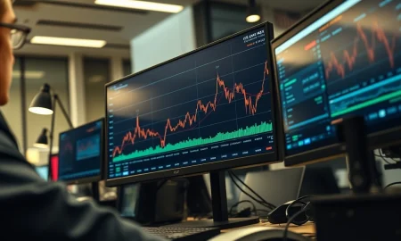 A trader monitors a chart showing the US Dollar Index rising sharply above the 100.00 level.