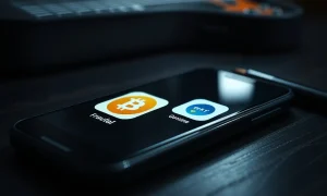 Smartphone screen showing a fake Ledger app icon, representing the cryptocurrency wallet scam.