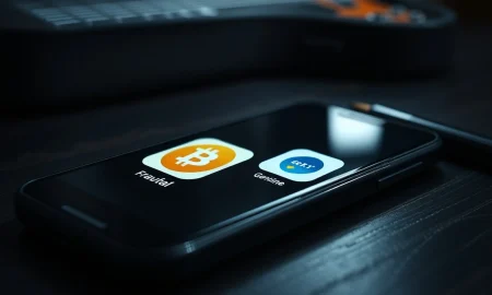 Smartphone screen showing a fake Ledger app icon, representing the cryptocurrency wallet scam.
