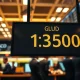 GBP/USD exchange rate board showing 1.3500 in a trading floor setting