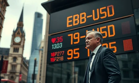 GBP/USD exchange rate board in London financial district
