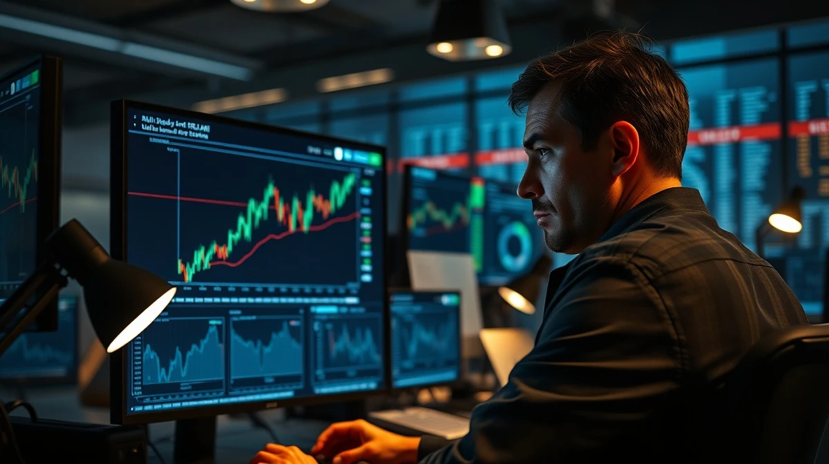 A trader monitors GBP/USD currency pair on a financial terminal as markets react to geopolitical news.