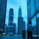 Goldman Sachs office building in Hong Kong financial district at dusk