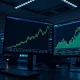 A trading desk monitor showing a cryptocurrency chart with HYPE token surging.