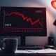 A stock chart showing a decline for Intrusion Inc. (INTZ) on a trading monitor.
