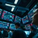 A trading floor in Tokyo with monitors showing volatile oil price and currency charts.