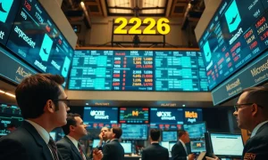 Trading floor monitors showing Mag 7 tech stock earnings data on April 25, 2026