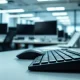 A computer keyboard and mouse on a desk, representing Meta's plan to record employee inputs for AI training.