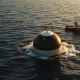 Orion spacecraft from NASA's Artemis II mission after splashdown in the Pacific Ocean.