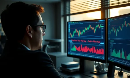 A trader monitors GBP/USD currency charts on a financial trading desk.