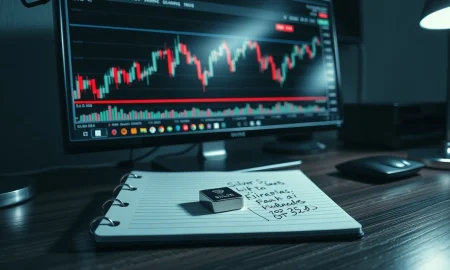 Financial chart showing silver price consolidation near a key technical level on a trading monitor.