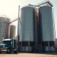 A commercial grain elevator facility for soybean storage and processing.