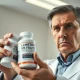 A person examines a recalled supplement bottle due to a serious child safety risk.