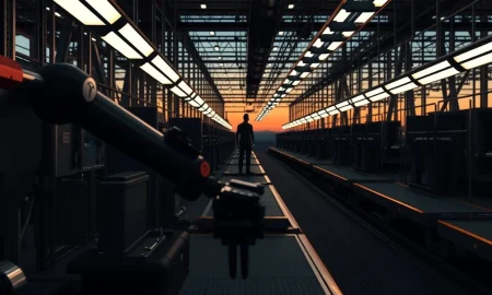 Tesla factory floor with robotic arm, representing the company's increased capital expenditure.