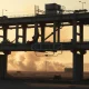 A damaged bridge in the Middle East following a reported strike.