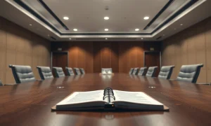 Empty diplomatic meeting table symbolizing anticipated Iran peace talks.