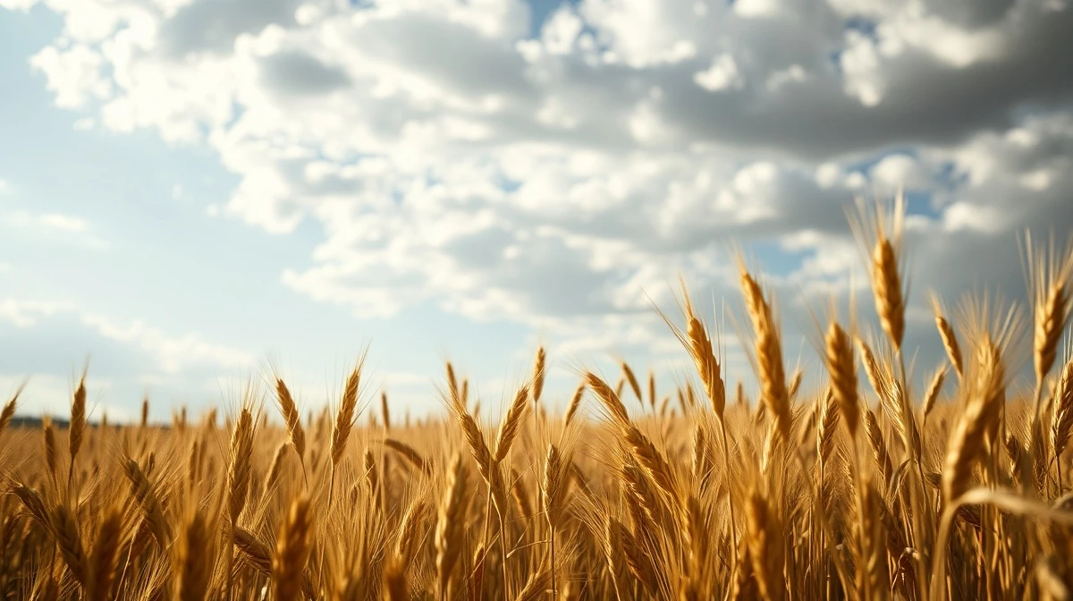 A wheat field under a cloudy sky, representing commodity market movements.