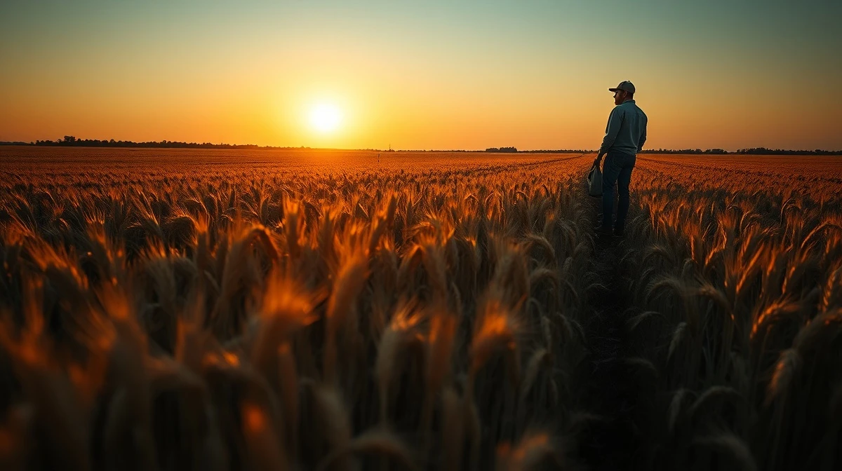 A wheat field at sunset following a USDA report on planting intentions.