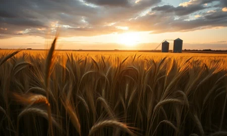 Wheat field at sunset, symbolizing the wheat rally on April 23, 2026.