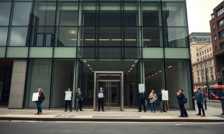Protesters outside Allianz UK offices in London over Palestine activism