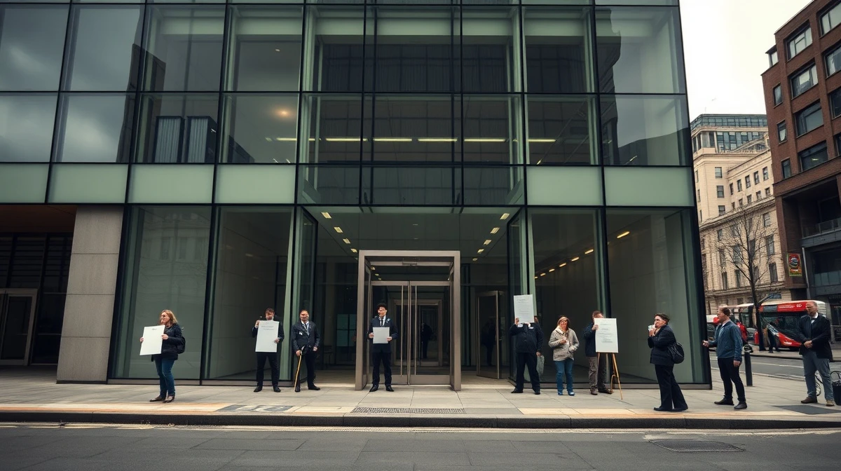 Protesters outside Allianz UK offices in London over Palestine activism