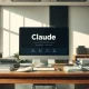 Law office desk with computer screen showing Claude AI legal interface
