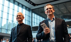 Tim Cook and John Ternus at Apple Park during the record earnings announcement