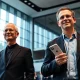 Tim Cook and John Ternus at Apple Park during the record earnings announcement