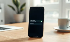 iPhone screen showing Siri with auto-delete chat settings option
