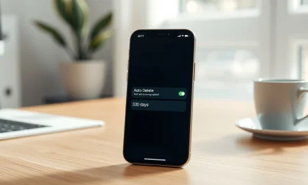 iPhone screen showing Siri with auto-delete chat settings option