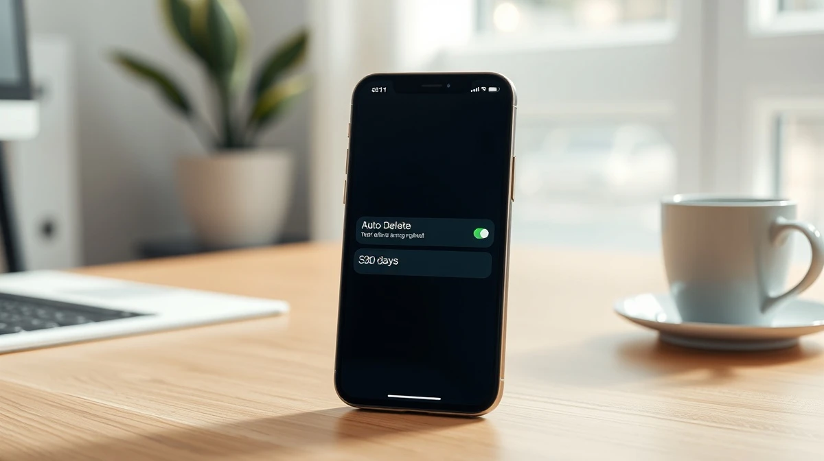 iPhone screen showing Siri with auto-delete chat settings option