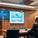 AptarGroup CEO Stephan Tanda addresses shareholders at annual meeting with Gael Touya present